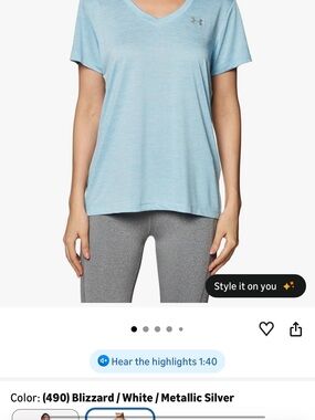 Under Armour Women’s Blizzard V-Neck Short Sleeve Tee - Metallic Silver Logo